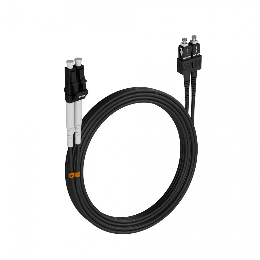 Шнур оптический NTSS dpc LC/UPC-SC/UPC 9/125 3.0мм 20м черный LSZH (патч-корд)