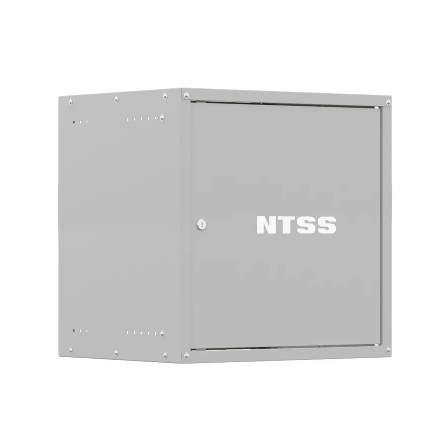 Шкаф настенный телекоммуникационный NTSS LIME 15U 550х450х770мм, 2 профиля 19, дверь сплошная металл, боковые стенки несъемные, разобранный, серый RAL 7035