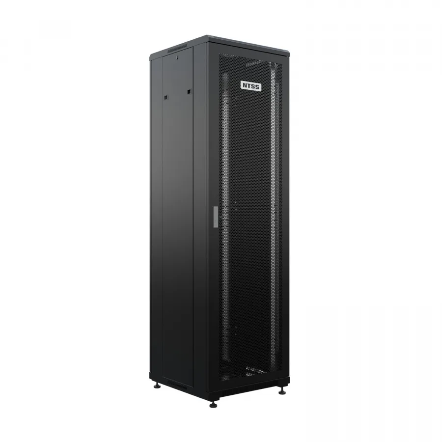 Шкаф напольный универсальный телекоммуникационный NTSS R 22U 600х600мм, 4 профиля 19, двери перфорированная и сплошная металл, боковые стенки съемные, регулируемые опоры, разобранный, черный RAL 9005