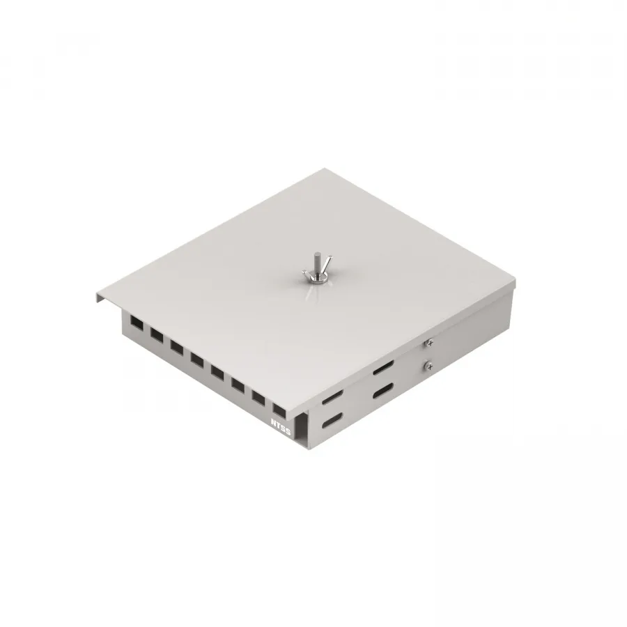 Кросс NTSS оптический настенный Микро, укомплектованный, 6 портов LC/UPC duplex, 9/125 мкм (сплошная панель, ложемент, пигтейлы, КДЗС, адаптеры) серый RAL 7035