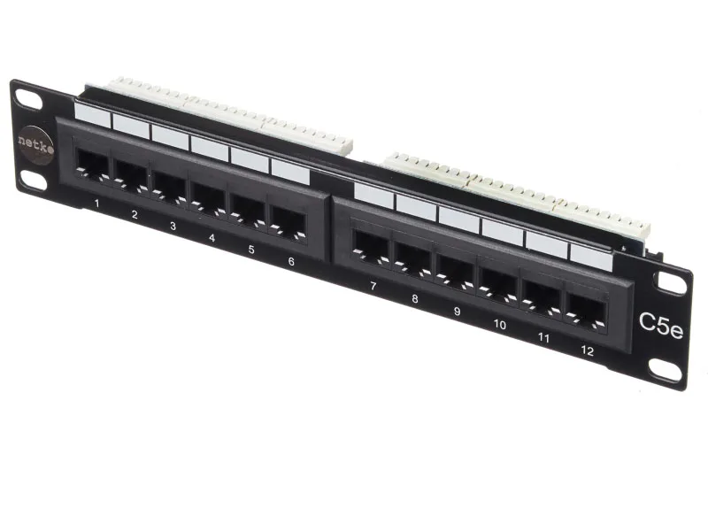 Патч-панель UTP, 10", 12 портов RJ45, cat.5е, 1U, Dual Type, Netko СКС, "J"