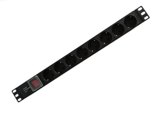 Блок электрических розеток Smartlan 19", 8 позиций Schuko с выключателем, без шнура