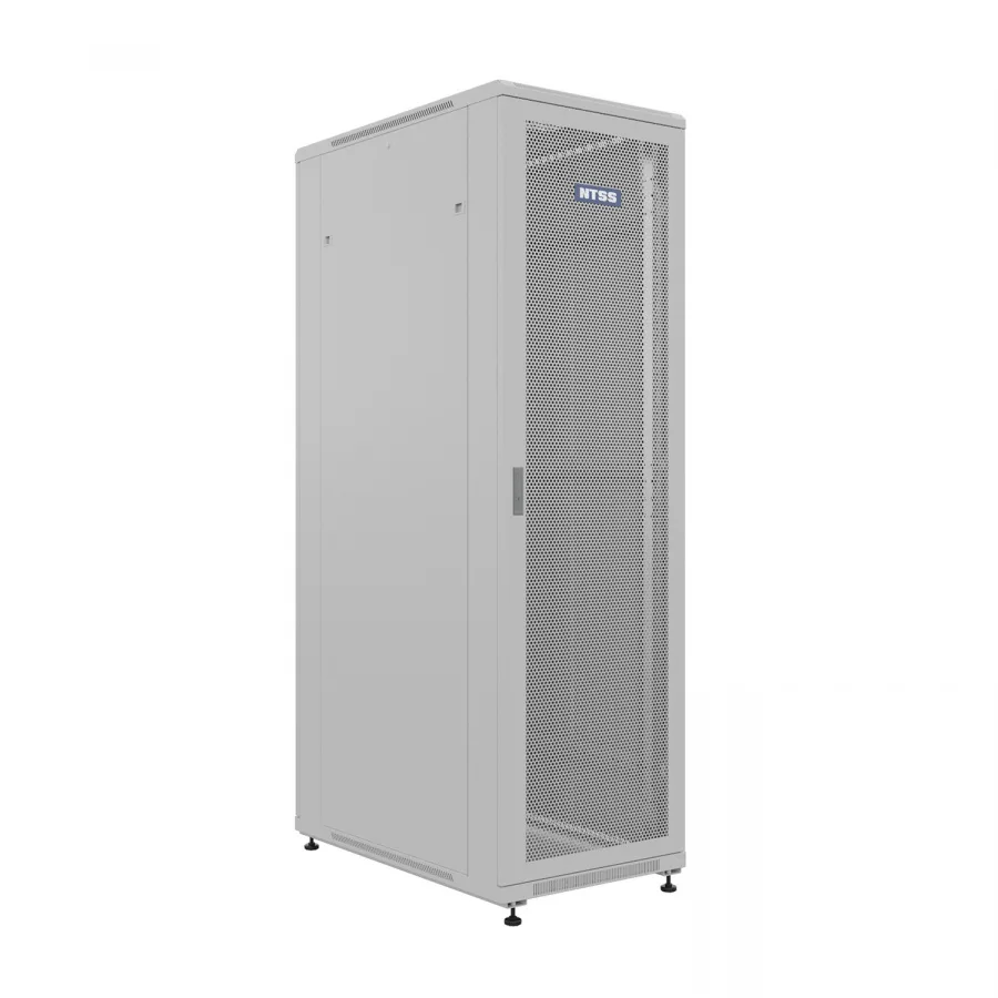 Шкаф напольный универсальный телекоммуникационный NTSS R 47U 600х1000мм, 4 профиля 19, двери перфорированная и сплошная металл, боковые стенки съемные, регулируемые опоры, разобранный, серый RAL 7035