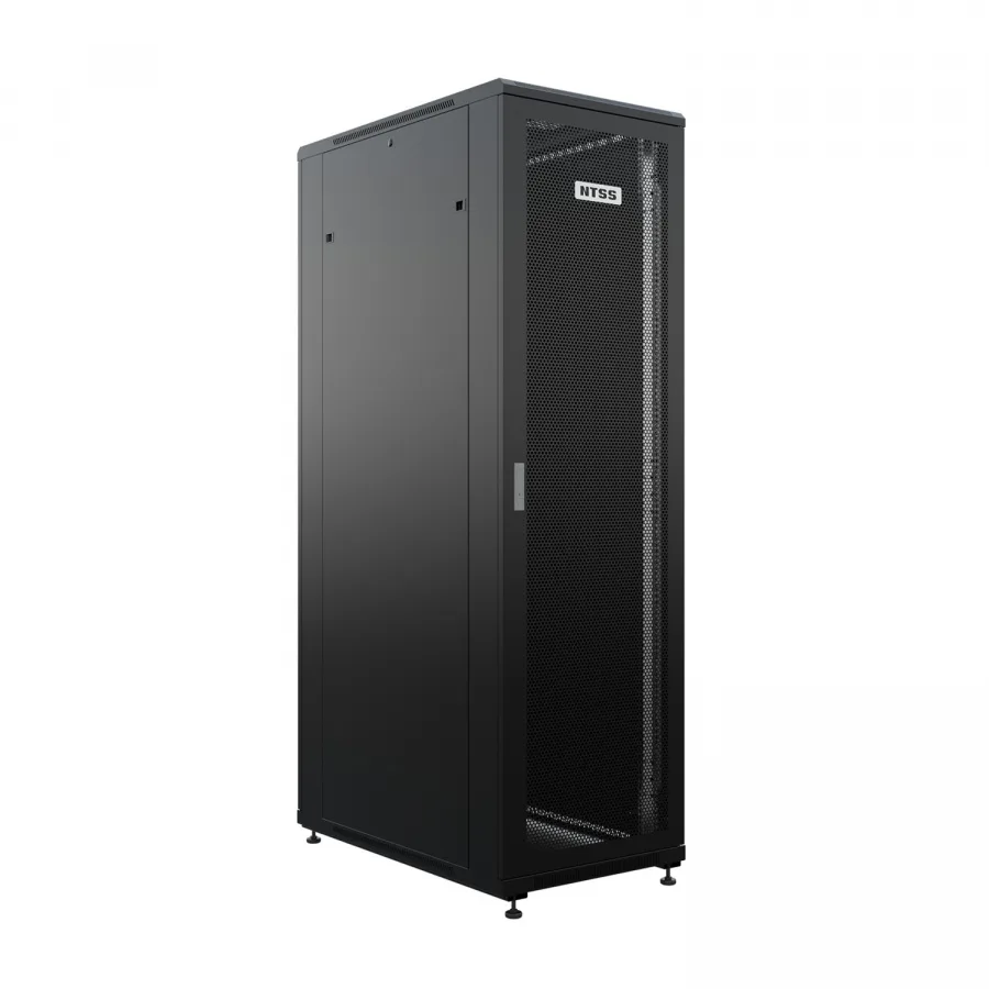Шкаф напольный универсальный телекоммуникационный NTSS R 32U 600х1000мм, 4 профиля 19, двери перфорированная и сплошная металл, боковые стенки съемные, регулируемые опоры, разобранный, черный RAL 9005