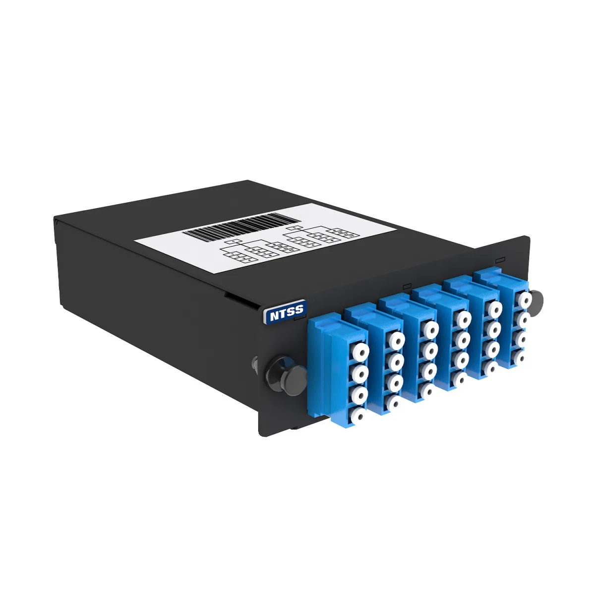 Кассета кроссовая NTSS 2 разъема MPO/АPC (male) 9/125, на 24 LC/UPС (6 QLC/UPC), полярность U, черный