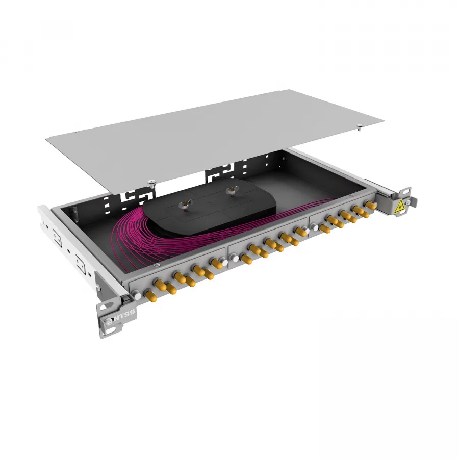 Кросс 19" NTSS PREMIUM выдвижной, предсобранный 1U, 24 порта ST/UPC, 50/125 мкм OM4
