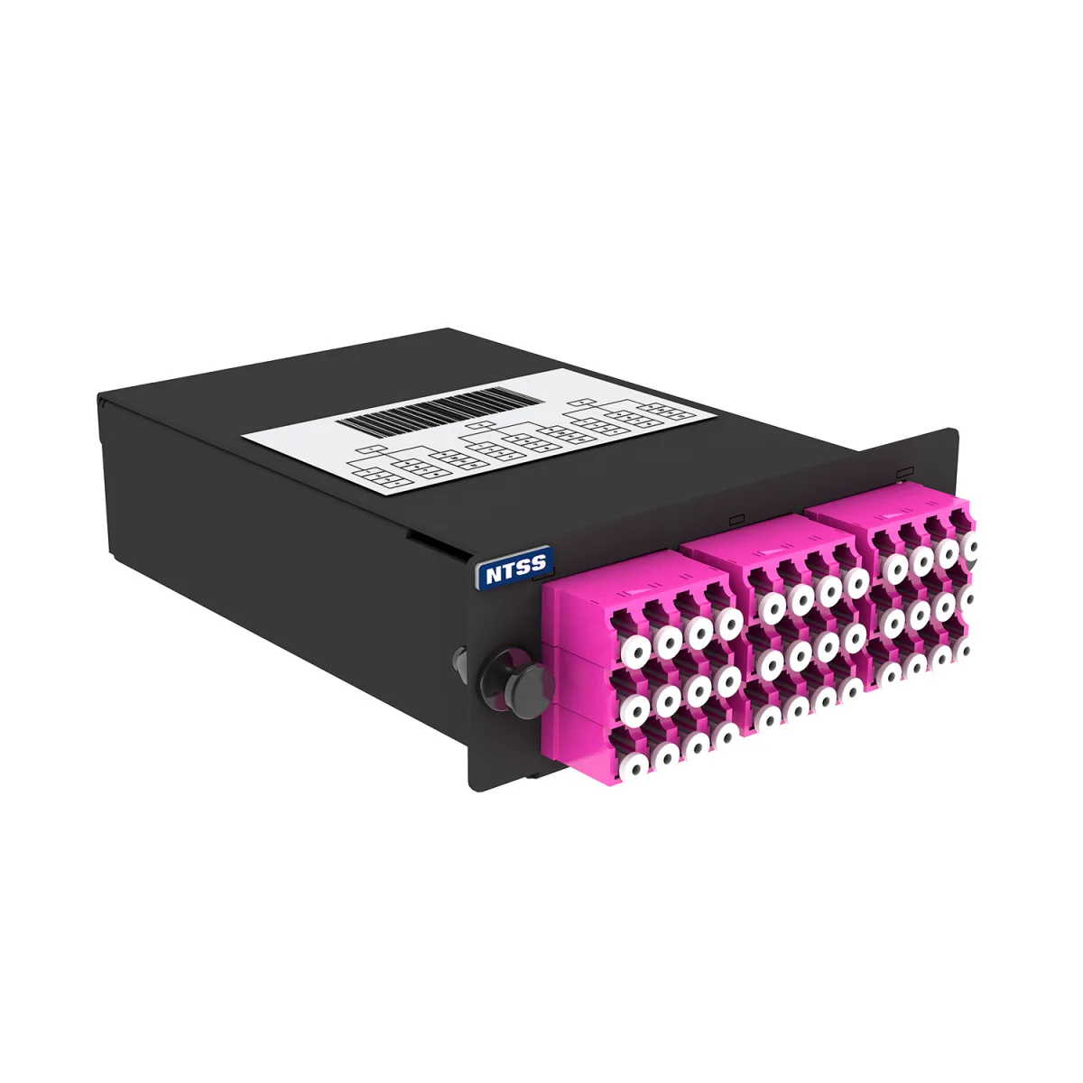 Кассета кроссовая NTSS 3 разъема MPO/UPC (male) 50/125 OМ4, на 36 LC/UPС (9 QLC/UPC), полярность U, черный