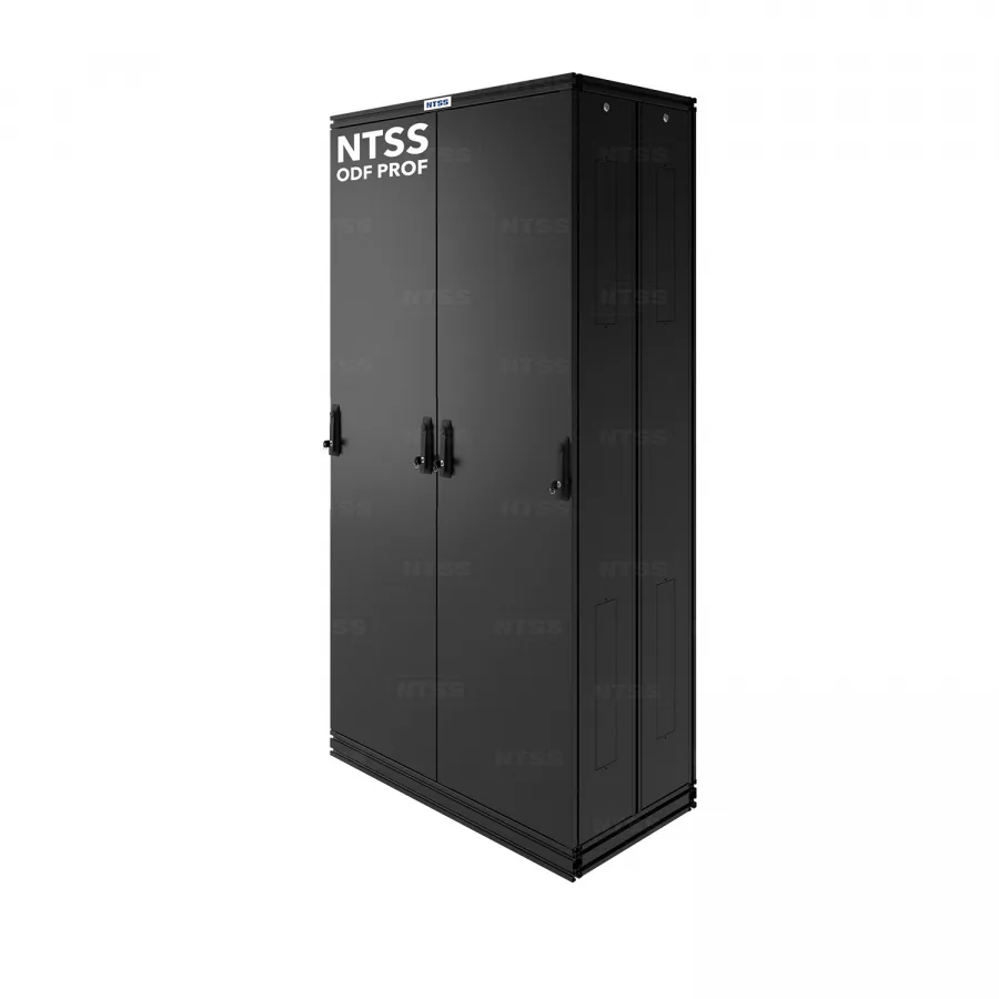 Шкаф оптический кроссовый NTSS ODF PROF 42U 900х500мм, модульные стенки, панели потолка и пола, двойные распашные глухие двери, черный RAL 9005
