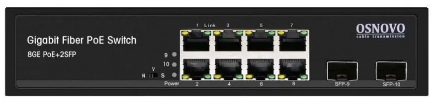 SW-80802(150W) Промышленный PoE коммутатор Gigabit Ethernet на 10 портов OSNOVO