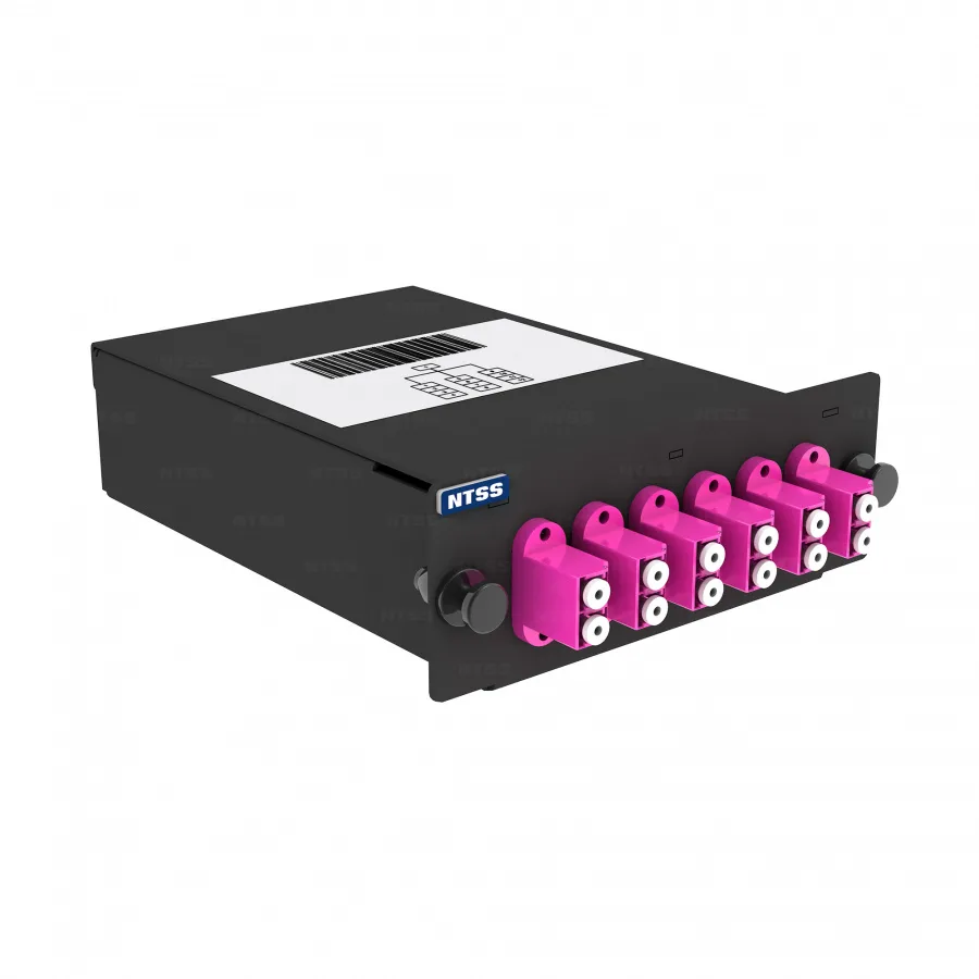 Кассета кроссовая NTSS STANDART 1 разъем 8MPO/UPC (male) 50/125 OМ4, на 8 LC/UPС (4 DLC/UPC), полярность А, черный