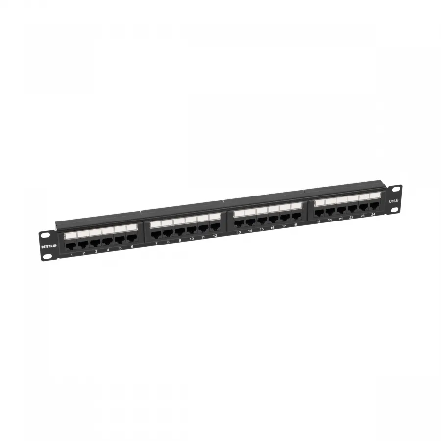 Патч-панель NTSS 24 UTP порта RJ45, cat.6, 1U, Dual IDC, без органайзера