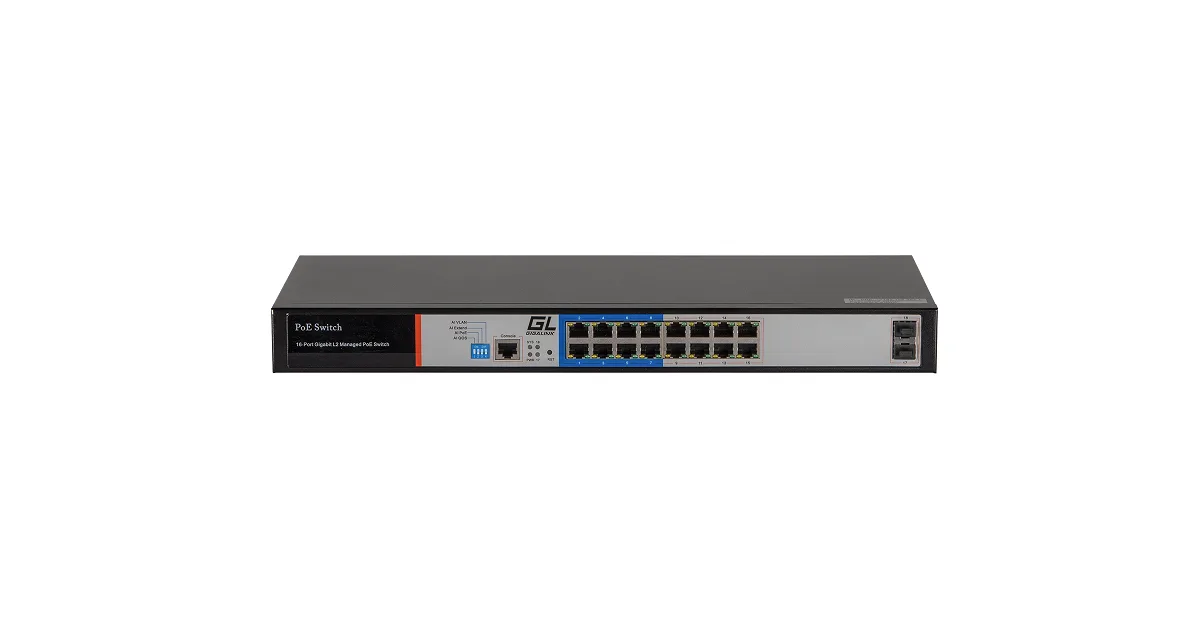 GL-SW-G205-16P Управляемый L2 PoE коммутатор, 16 PoE (802.3af/at) порт. 10/100/1000Мбит/с 8 до 250 метров cat.6 NIKOMAX