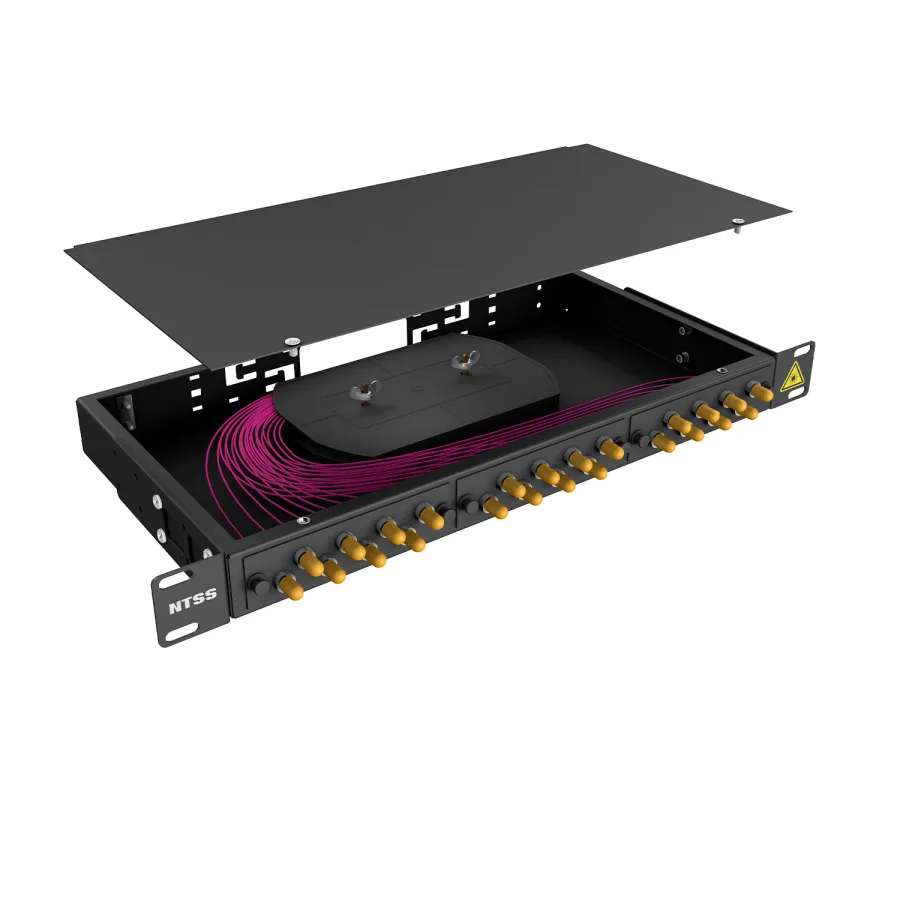 Кросс 19" NTSS PREMIUM, предсобранный 1U, 20 портов ST/UPC, 50/125 мкм OM4, черный