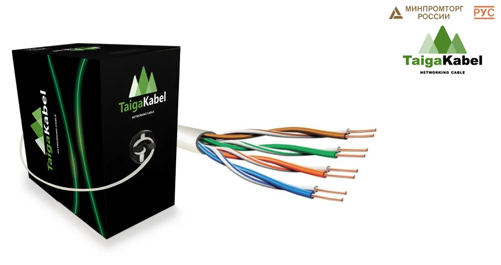 Кабель TaigaKabel U/UTP, Cat.5е, PVC, 4х2х0,46-0,52, CU,Solid, INDOOR, RC, Серый, бухта 305 м