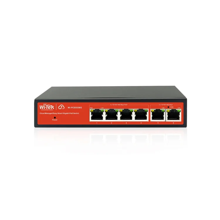 WI-PCES306G Настраиваемый коммутатор 4 PoE порта GE + 2 GE Uplink Wi-Tek