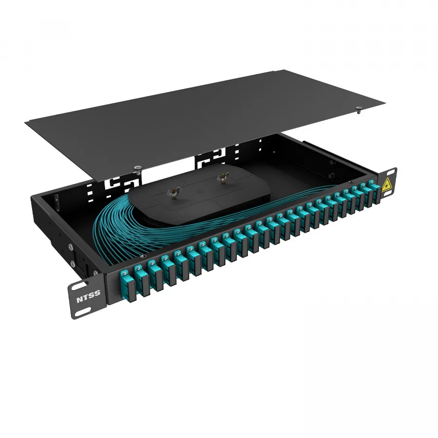 Кросс 19" NTSS PREMIUM, предсобранный 1U, 16 портов SC/UPC duplex, 50/125 мкм OM3, черный