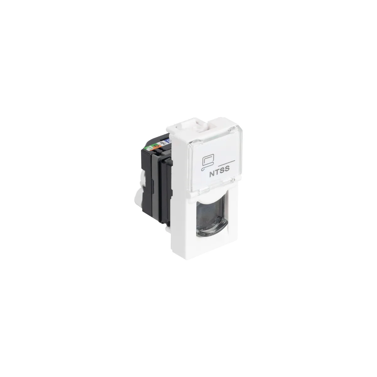Розеточный модуль NTSS PREMIUM 22,5x45 со шторкой RJ45 UTP CAT5e безинструментальный белый