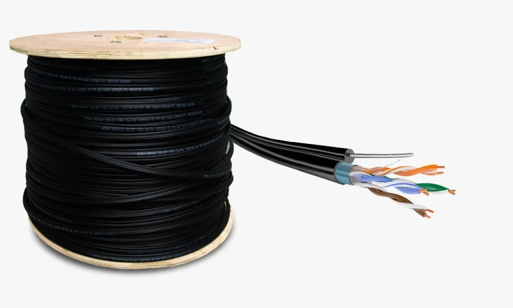 Кабель TaigaKabel F/UTP сat 5e PE 4*2*0.51 Cu Solid OUTDOOR Steel wire черный (305 м)