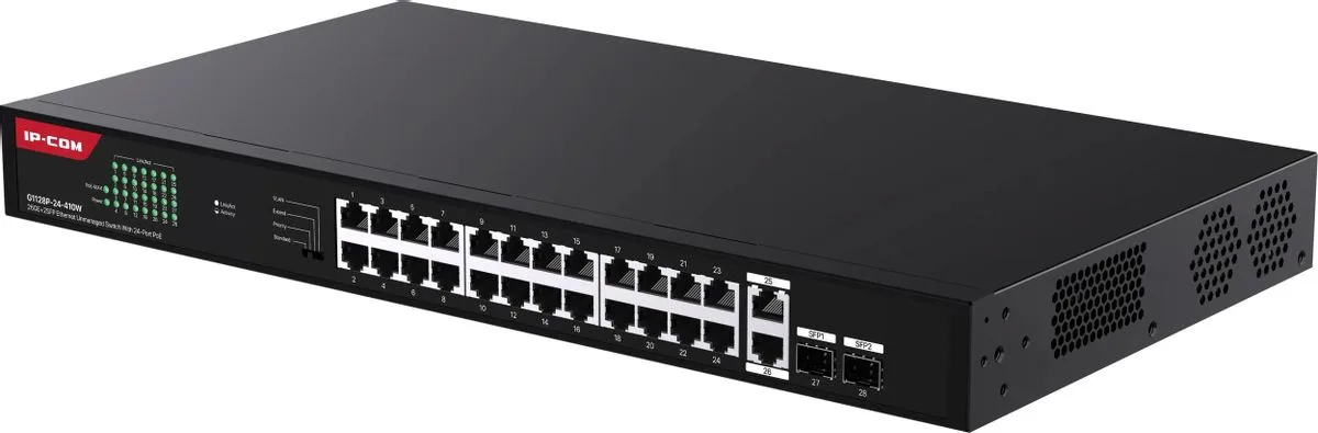 G1128P-24-410W 28-ми портовый неуправляемый PoE коммутатор IP-COM