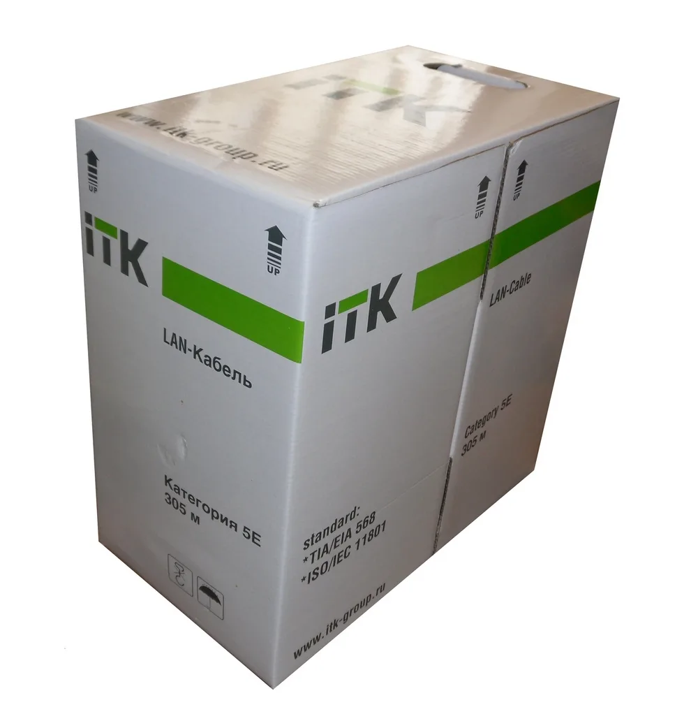 Кабель ITK UTP 4 пары, Кат.5e, внутренний, 24AWG, серый, 305м