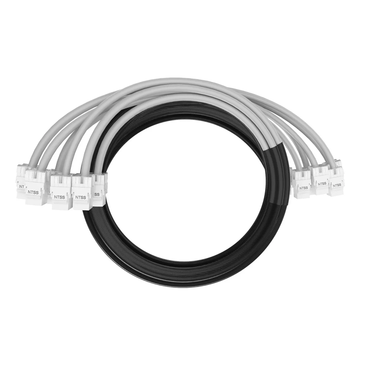 Кабельная сборка NTSS PREMIUM 6pc, UTP CAT5e, оконцована разъемами KEYSTONE RJ45 UTP CAT5e, заделка в чулке, вывод 0.6м, длина 15м, LSZH, серый