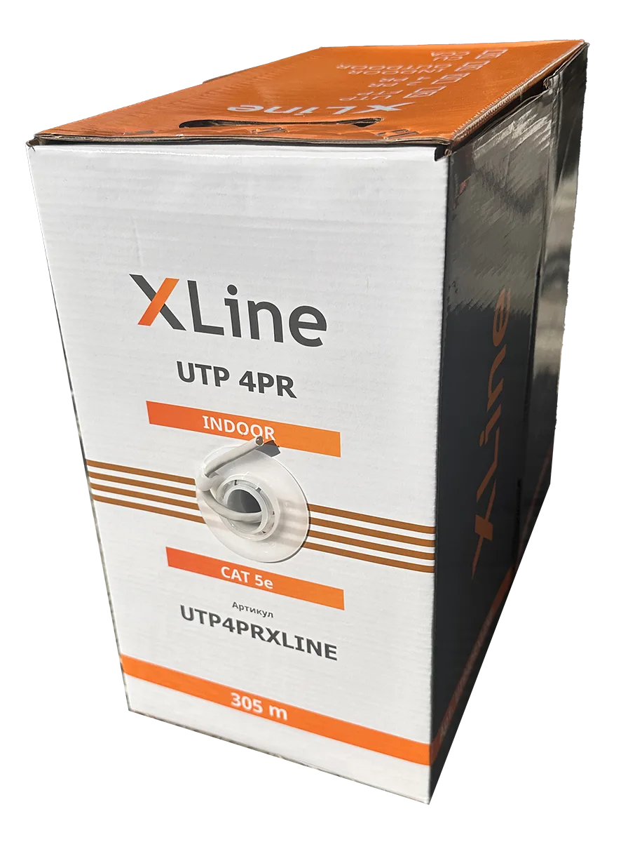 Кабель X-Line UTP 4 пары, Кат.5e, внутренний, серый, 305м