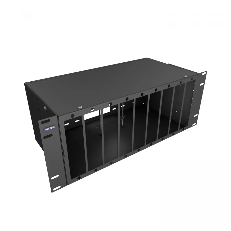 Кросс NTSS оптический 19'' укомплектованный 4U, 144 порта ST/UPC, 50/125 мкм ОМ3 (планки, сплайс-кассета 5шт, пигтейлы, КДЗС, адаптеры) черный RAL 9005