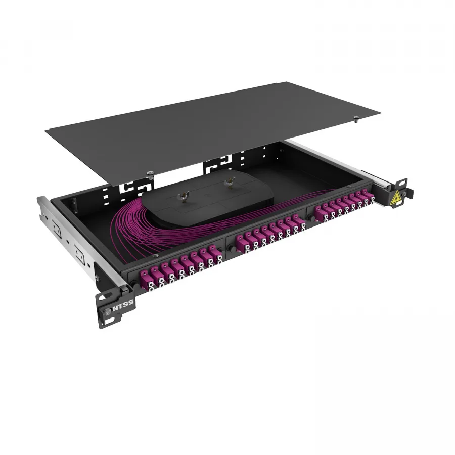Кросс 19" NTSS PREMIUM выдвижной, предсобранный 1U, 8 портов LC/UPC duplex, 50/125 мкм OM4, черный