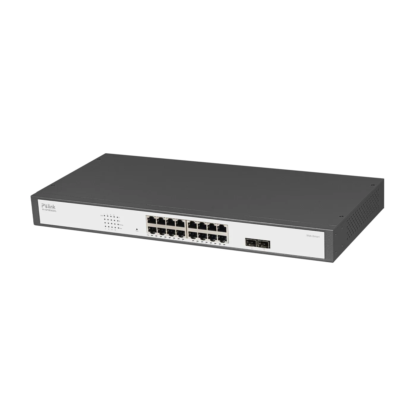 PV-GPOE16S2CL PV-link v.2134 - PoE коммутатор 18-портовый 100/1000, Web-Smart, 16xPoE, 2xUplink, PoE