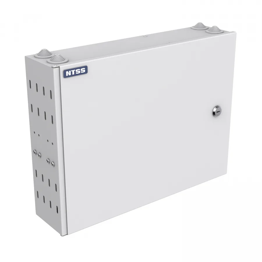 Кросс NTSS оптический настенный, укомплектованный, 32 порта LC/UPC duplex, 62.5/125 мкм (планки, сплайс-кассета 2шт, пигтейлы, КДЗС, адаптеры) серый RAL 7035