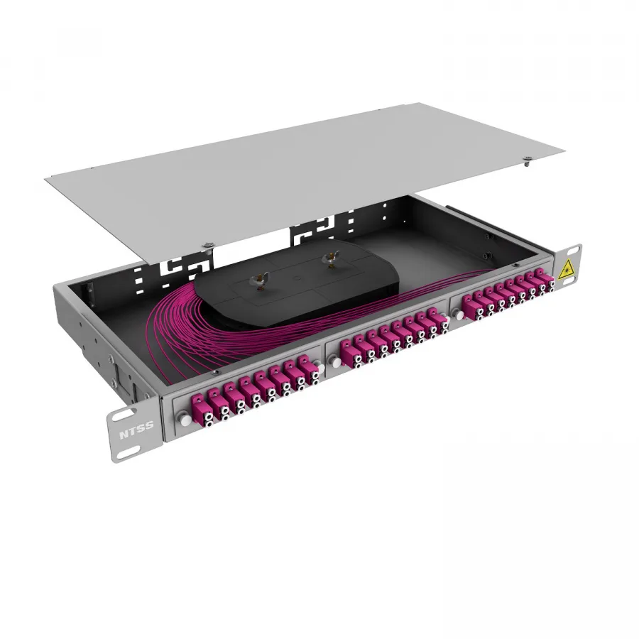 Кросс 19" NTSS PREMIUM, предсобранный 1U, 16 портов LC/UPC duplex, 50/125 мкм OM4