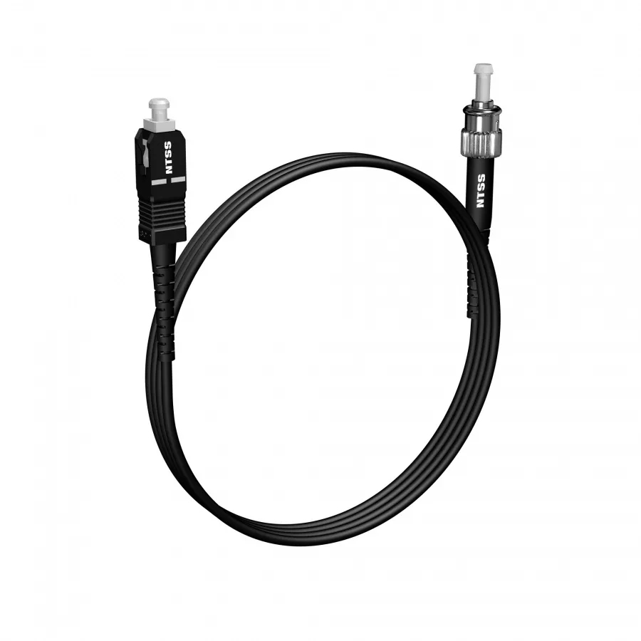 Шнур оптический NTSS PREMIUM spc SC/APC-ST/UPC 9/125 3.0мм 2м черный LSZH (патч-корд)