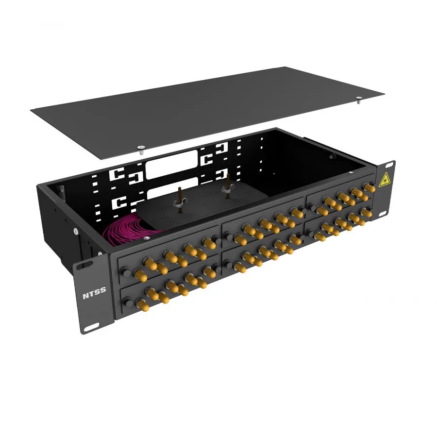 Кросс 19" NTSS PREMIUM, предсобранный 2U, 48 портов ST/UPC, 50/125 мкм OM4, черный