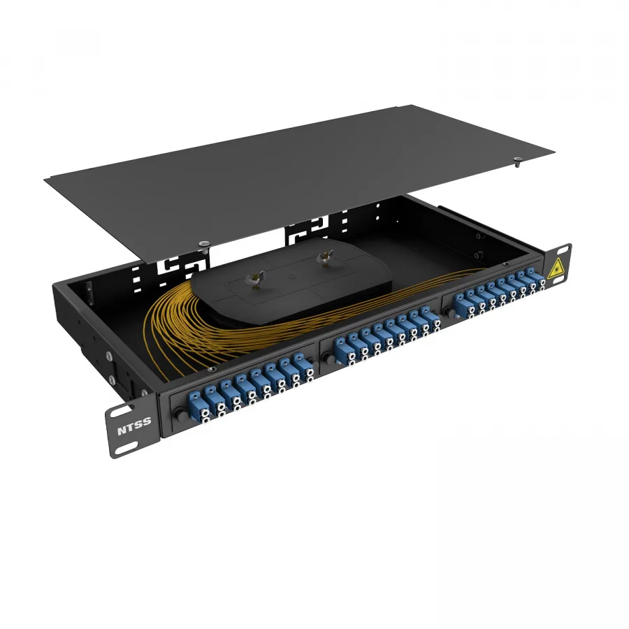 Кросс 19" NTSS PREMIUM, предсобранный 1U, 8 портов LC/UPC duplex, 9/125 мкм, черный