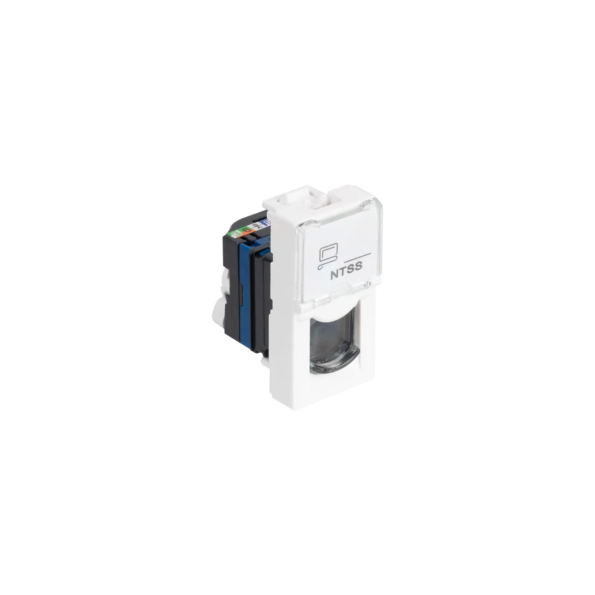 Розеточный модуль NTSS PREMIUM 22,5x45 со шторкой RJ45 UTP CAT6 безинструментальный белый