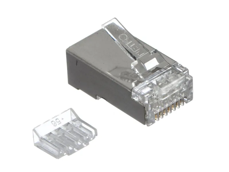 Коннектор RJ45 (8p8c) cat.6, экранированный, со вставкой, для одножильного и многожильного кабеля (нож с 3-мя зубцами), 100шт., NETKO Expert CKC