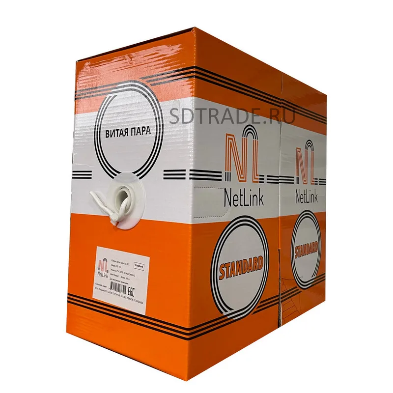 Кабель NetLink, U/UTP 4 пары, 0.51, 24AWG, 305м