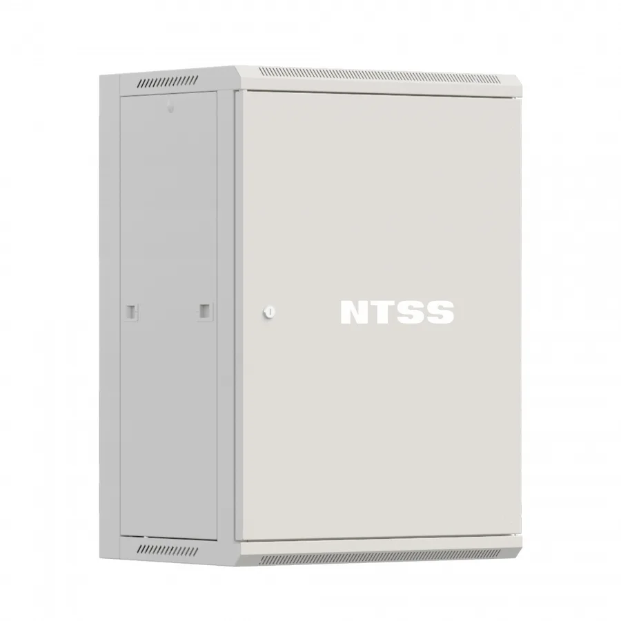 Шкаф настенный телекоммуникационный NTSS W 18U 600х450х964мм, 2 профиля 19, дверь сплошная металл, боковые стенки съемные, разобранный, серый RAL 7035