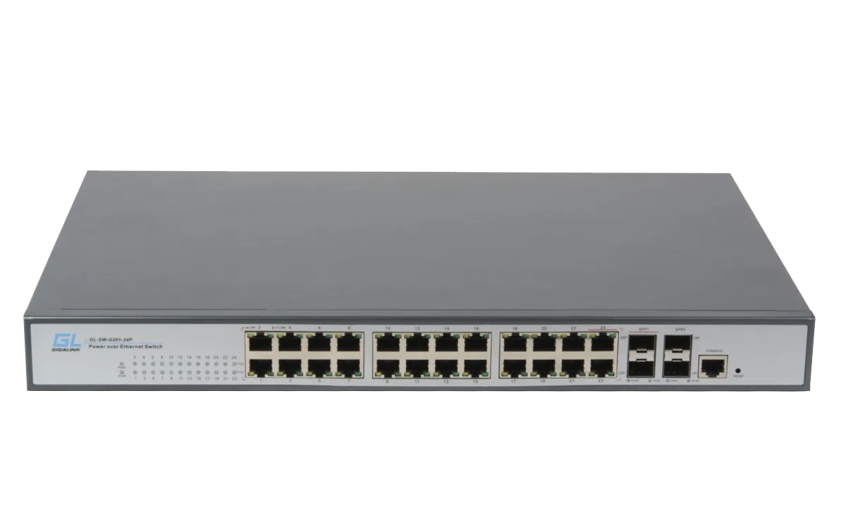 GL-SW-G204-24P Управляемый L2 PoE коммутатор 24 Base-T 1000Mb/s порт. (802.3af/at), 4 Base-X SFP 1000Mb/s. 1U 19'', 220V NIKOMAX