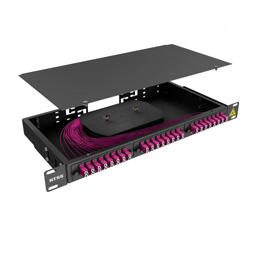 Кросс 19" NTSS PREMIUM, предсобранный 1U, 4 порта LC/UPC duplex, 50/125 мкм OM4, черный