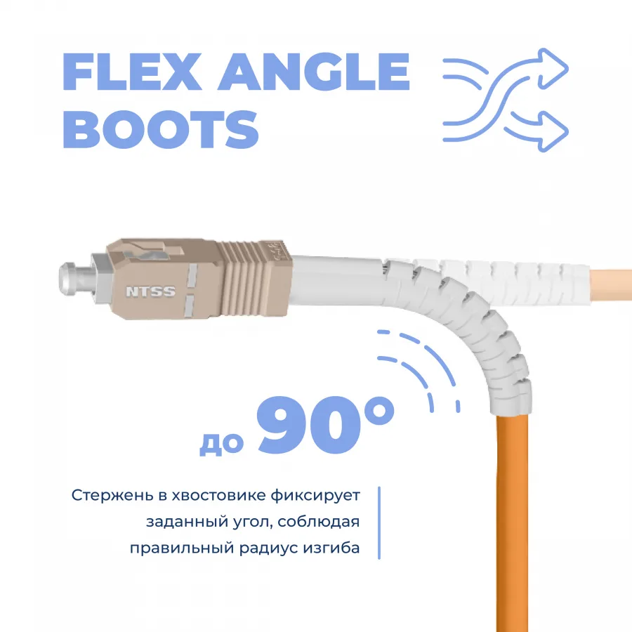 Шнур оптический NTSS dpc Flex Angle Boot SCfab/UPC-SCfab/UPC 50/125 3.0мм 2м LSZH (патч-корд)