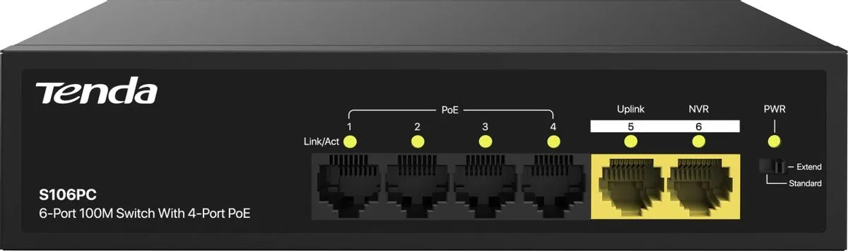 S106PC 4-портовый POE коммутатор Tenda