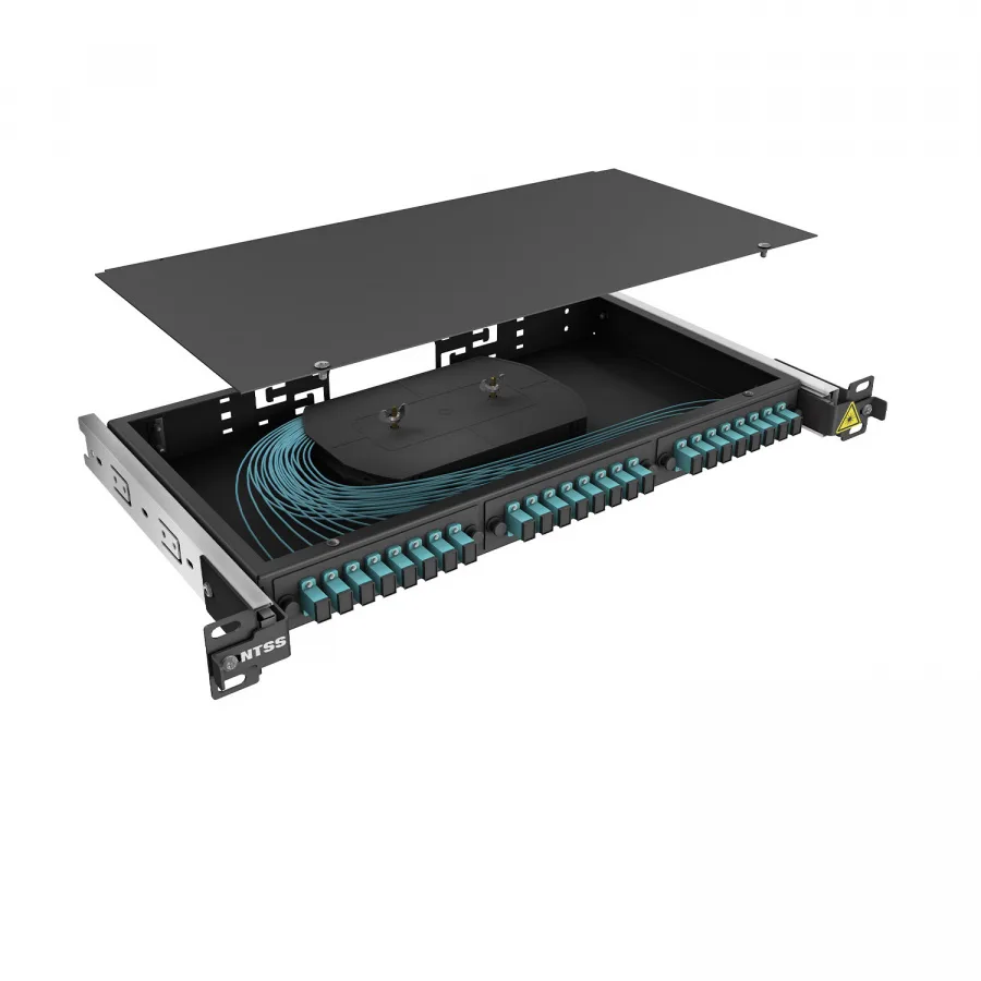 Кросс 19" NTSS PREMIUM выдвижной, предсобранный 1U, 24 порта SC/UPC, 50/125 мкм OM3, черный