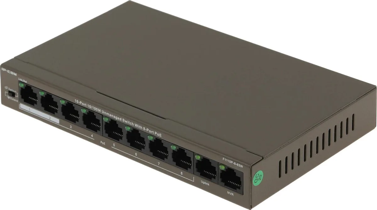 F1110P-8-63W 10-ти портовый неуправляемый коммутатор IP-COM