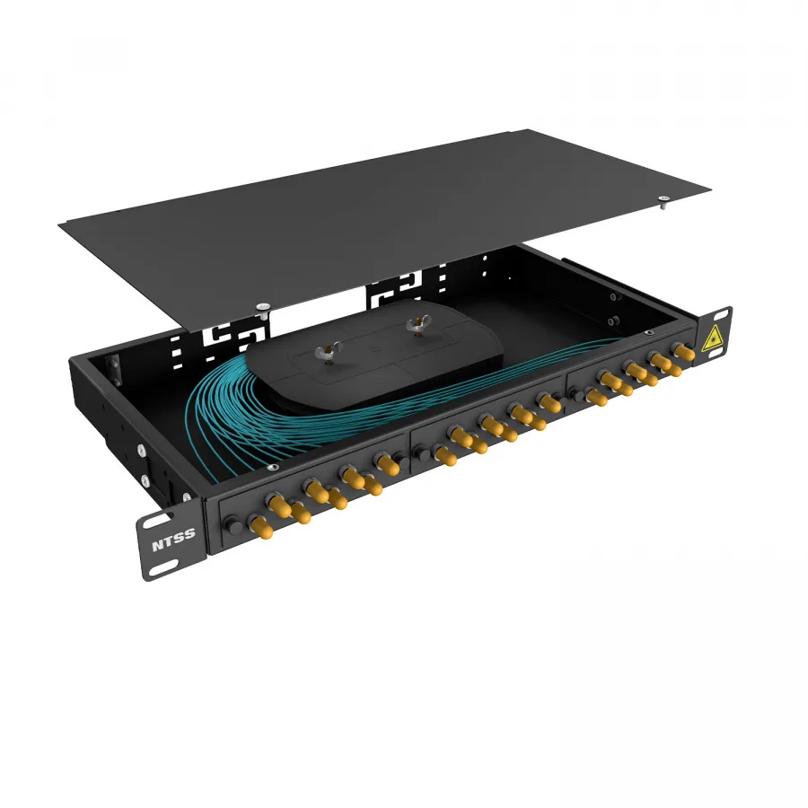 Кросс 19" NTSS PREMIUM, предсобранный 1U, 16 портов ST/UPC, 50/125 мкм OM3, черный