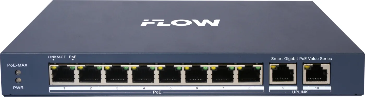 F-SW-EM610POE-VM/L (8G2GO) Смарт-управляемый PoE-коммутатор на 8 гигабитных портов iFlow
