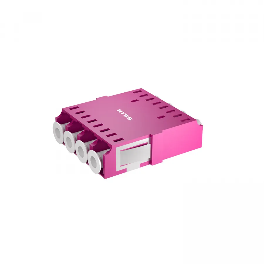 Адаптер оптический NTSS PREMIUM квадро LC OM4 MAGENTA, бесфланцевый