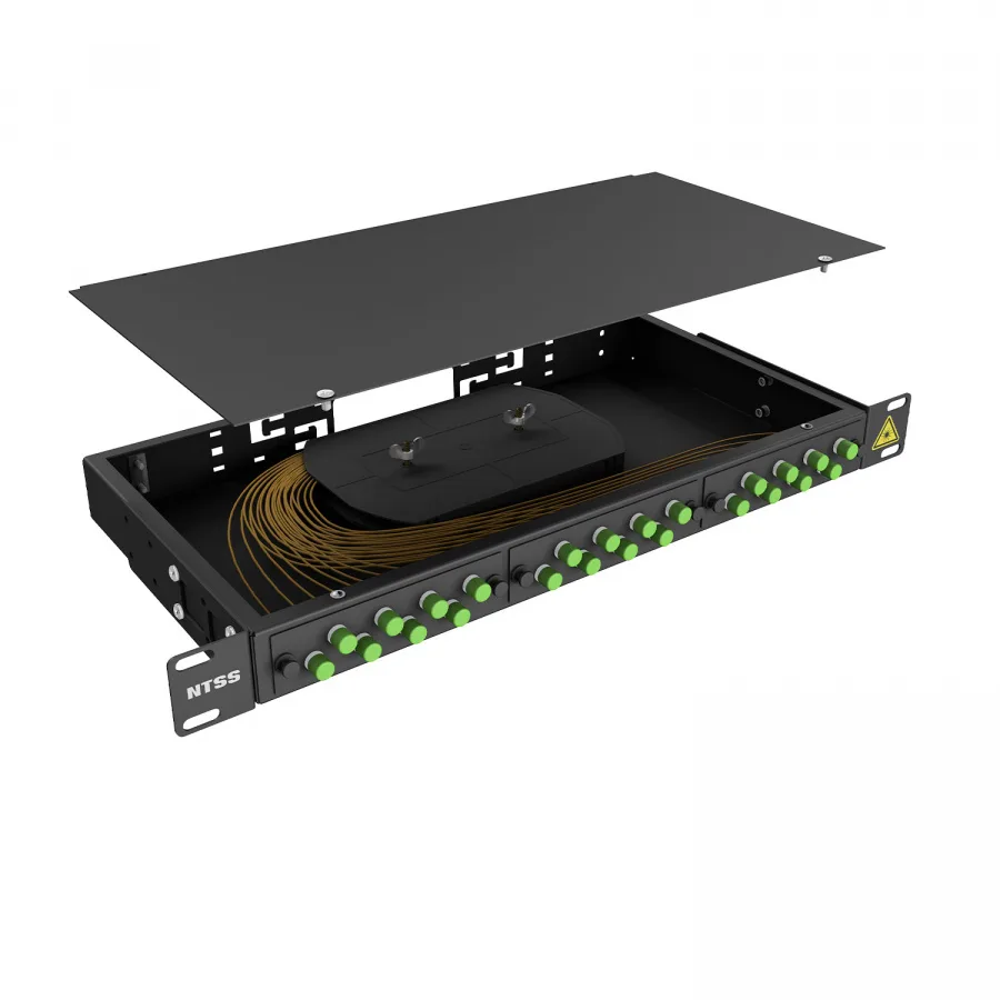 Кросс 19" NTSS PREMIUM, предсобранный 1U, 4 порта FC/APC, 9/125 мкм, черный