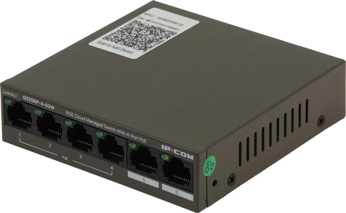G2206P-4-63W 6-ти портовый Умный облачный коммутатор PoE IP-COM