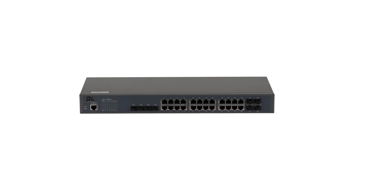 GL-SW-G201-28TC Управляемый коммутатор L2+ 24 BASE-T 1000Mb/s портов, 4 1/10G SFP+, 1 Console. 1U 19", 220V NIKOMAX